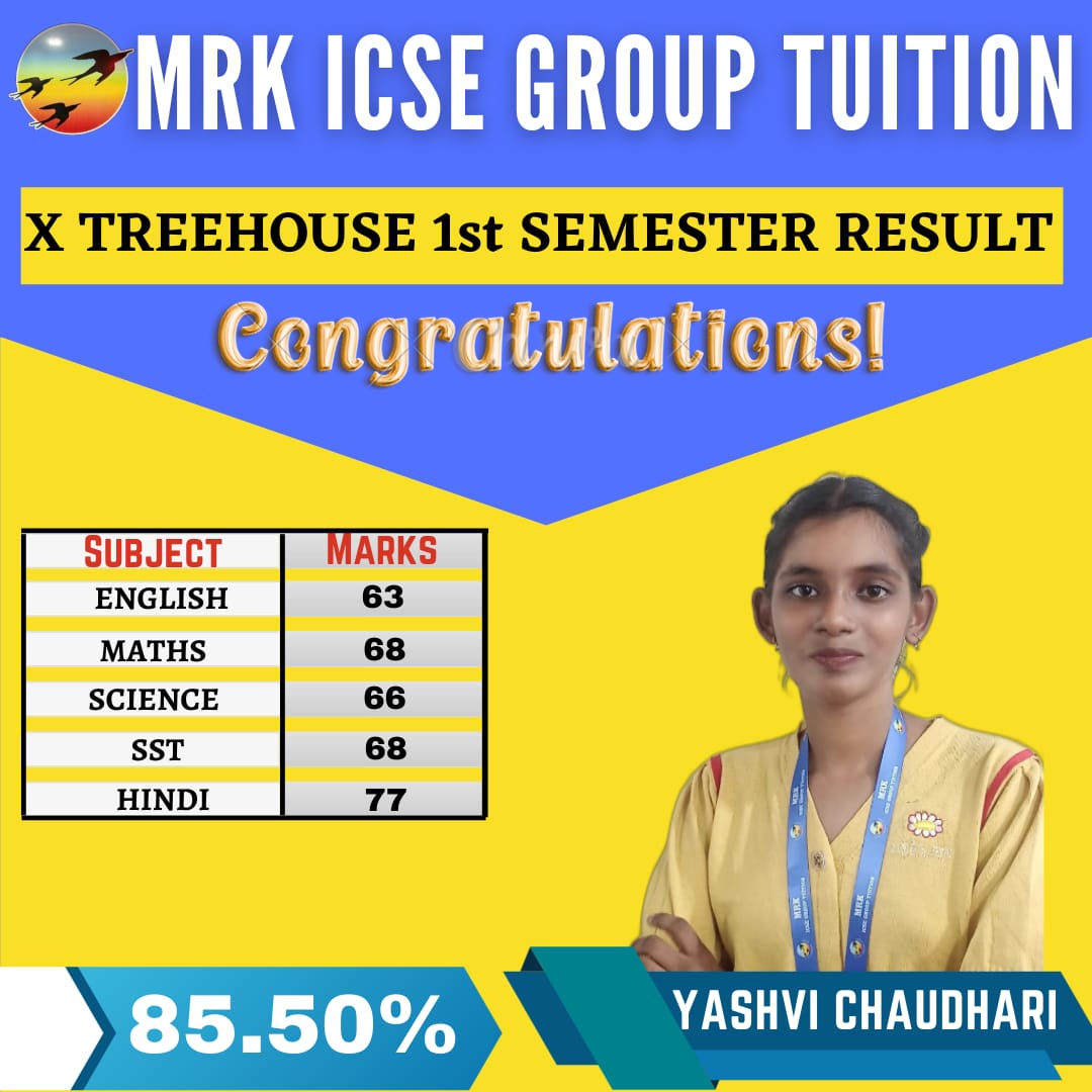 "Yashvi Chaudhari shines with an impressive 85.50% in her STD X exams at Mrk ICSE Group Tuition! 🌟📚 #AcademicSuccess"