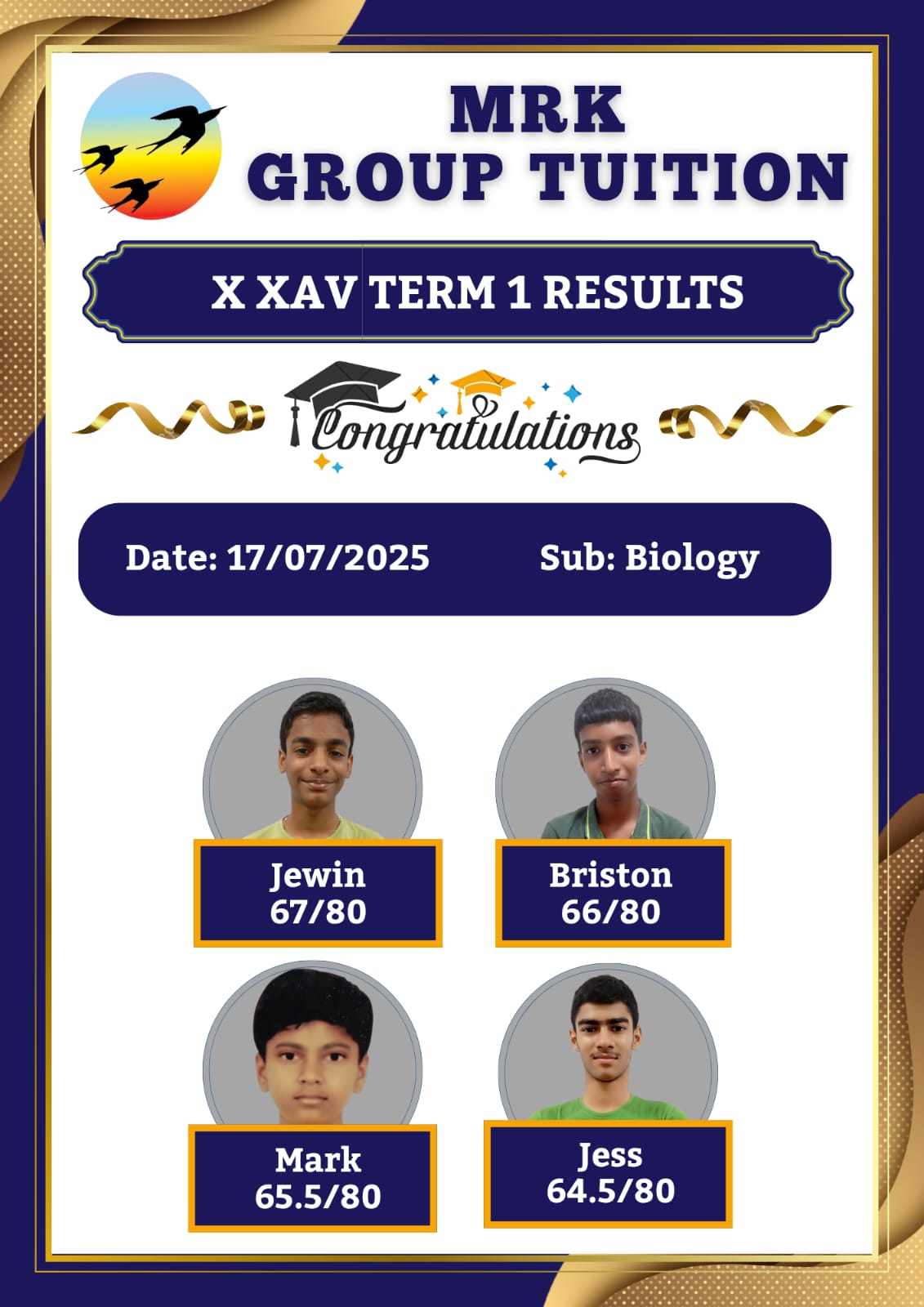 X XAV TERM 1 RESULTS