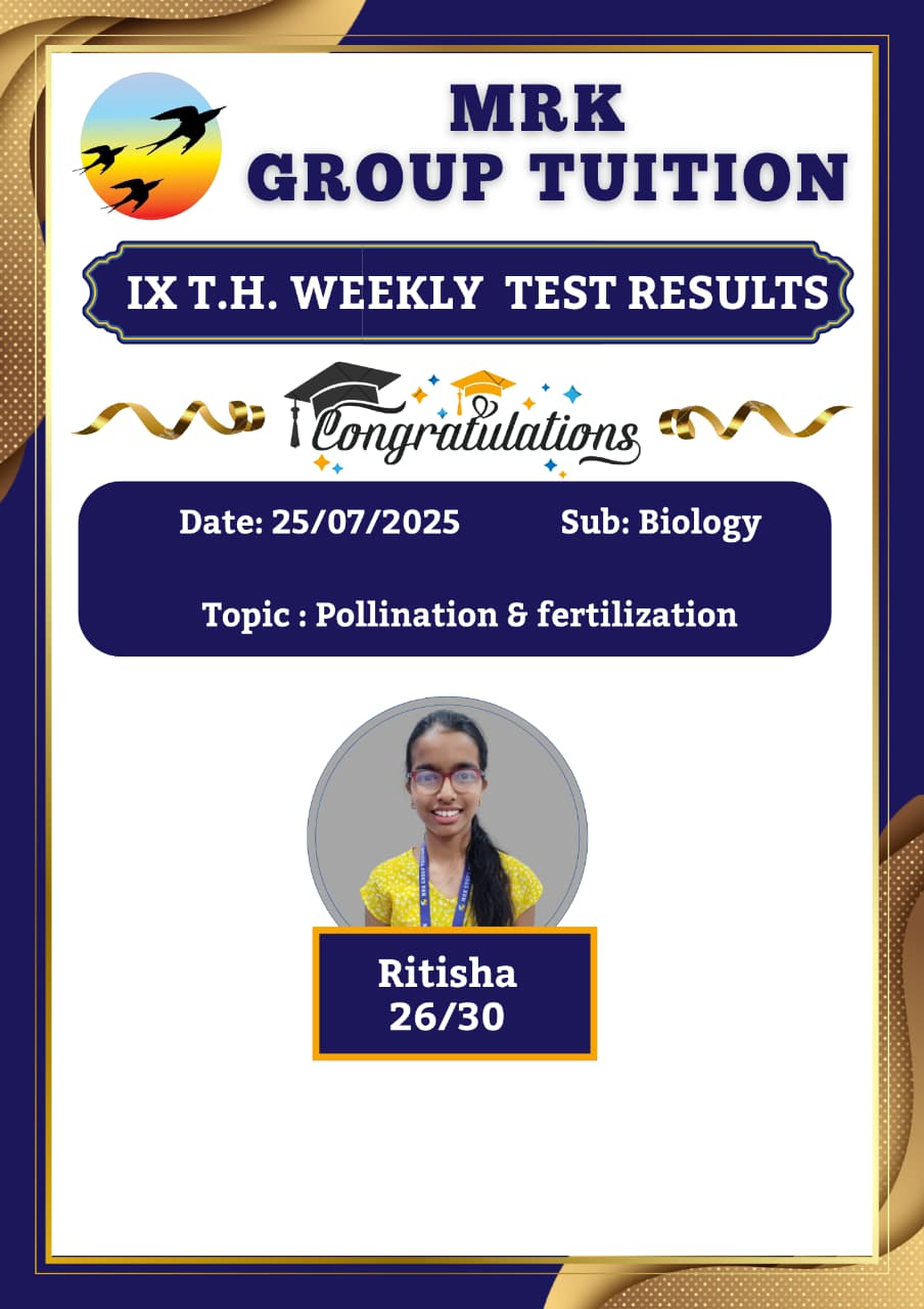 IX T.H. WEEKLY TEST RESULTS