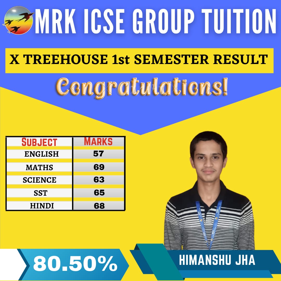 "Himanshu Jha shines with a solid 80.50% in his STD X exams at Mrk ICSE Group Tuition! 🌟📚 #AcademicSuccess"